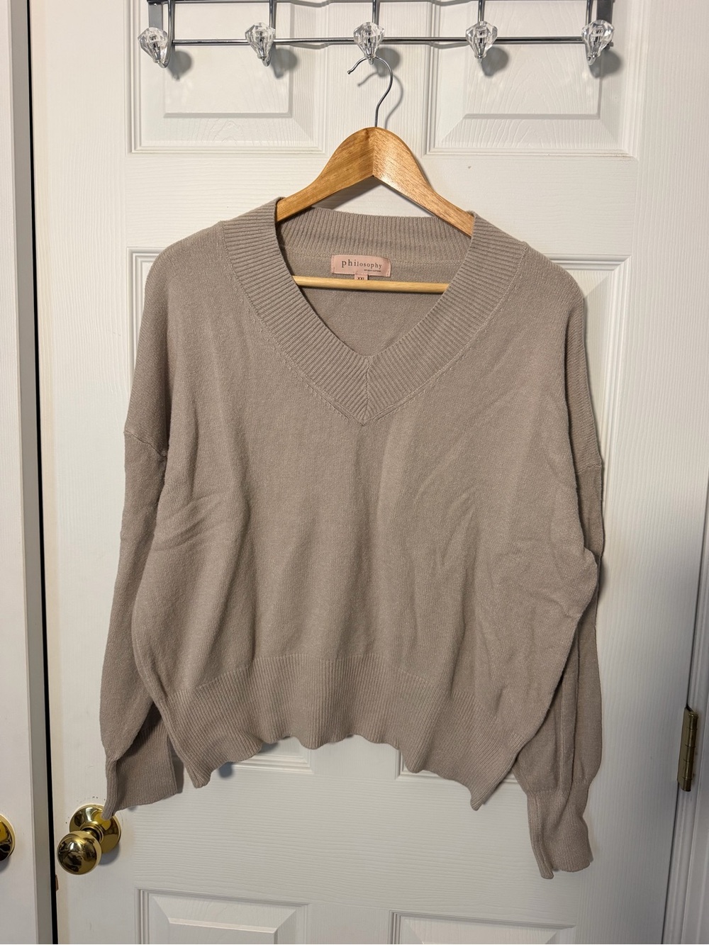 Philosophy Relaxed Taupe V-Neck Sweater